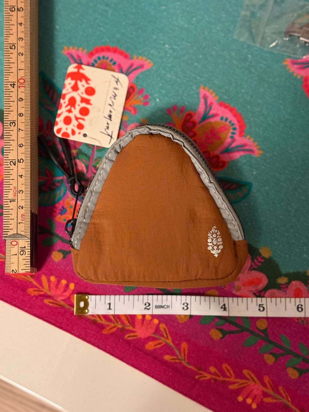 FP Movement by Free People Triangle Zip Pouch in Brown with Silver Trim